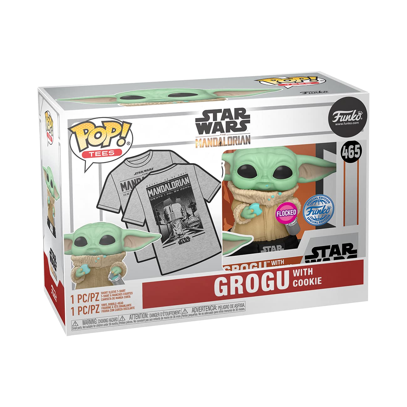 FUNKO POP! & TEE THE MANDALORIAN GROGU WITH COOKIES (FLOCKED)